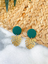 Load image into Gallery viewer, Monstera Button Stud Dangles