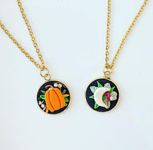 Load image into Gallery viewer, Pumpkin + Moon Pendant Necklaces
