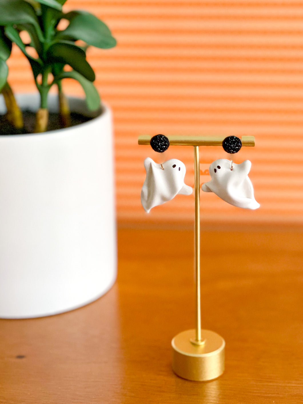 3-D Ghost Polymer Clay Earrings